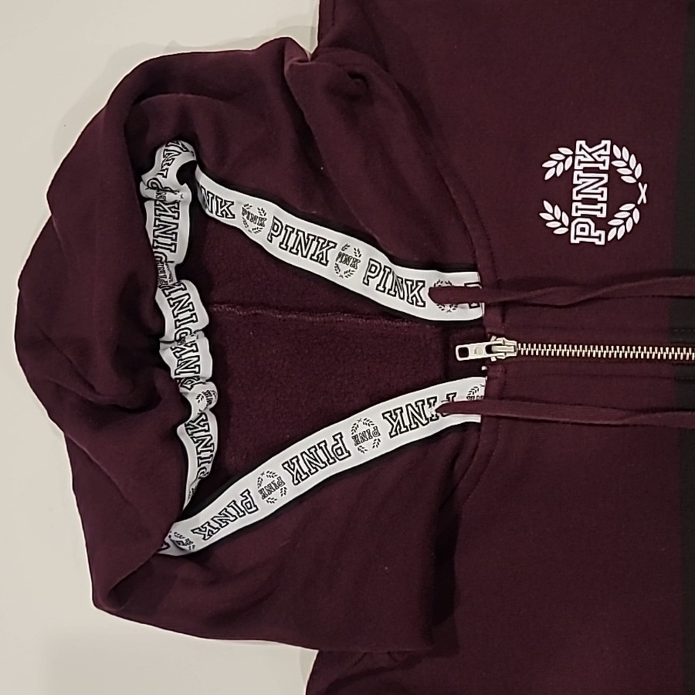 Victoria Secret "PINK" Popular Women's Burgundy Hoodie - Picture 5 of 12